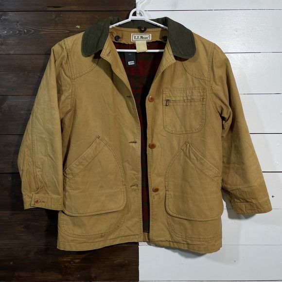L.L. Bean Jackets & Blazers - Vintage 80s LL Bean Womens Large Oversized‎ Jacket Canvas Plaid Chore Jacket